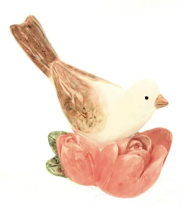 Meander Vogel op Rosa tulpen 14x7x11,5cm (norm€5.95)