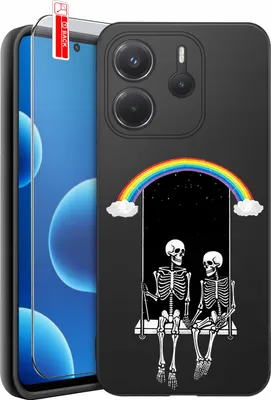 Zdjęcie produktu dla Etui Do Xiaomi Redmi Note 14 4G Wzory Czaszka Szkielet Halloween Case+Szkło