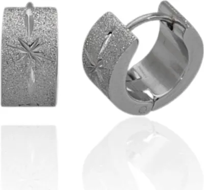 Produktbild von Ohrringe Edelstahl Scharniercreole 13mm diamantiert mit Stern