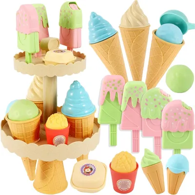 Produktbild von Kinder Eisdiele Spielzeug Set - Eiscreme Zubehör für Rollenspiele ab 3 Jahren