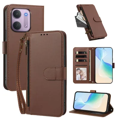 Produktbild von Lederhülle für Xiaomi Redmi 17C 5G, Schmetterling Prägung Leder Brieftasche Schutzhülle mit Ständer Braun