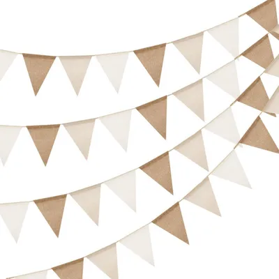 Produktbild von Wimpelkette Outdoor Wetterfest Beige Braun 12 m Girlande Garten 3 Stück