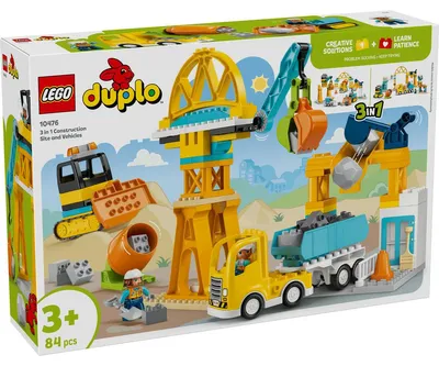 Productafbeelding van LEGO DUPLO 3-in-1 Bouwset met bouwvoertuigen - Leerzaam speelgoed voor peuters, bevordert de fijne motoriek - Inclusief vrachtwagen, kraan en graafmachine - Cadeau voor jongens en meisjes vanaf 3 jaar - 10476