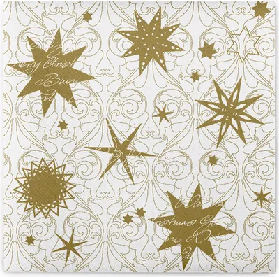 Produktbild von Sovie HOME Weihnachtsserviette Christmas Dreams in Gold-Weiß aus Linclass® Airlaid 40 x 40 cm, 12 Stück - Weihnachtssterne