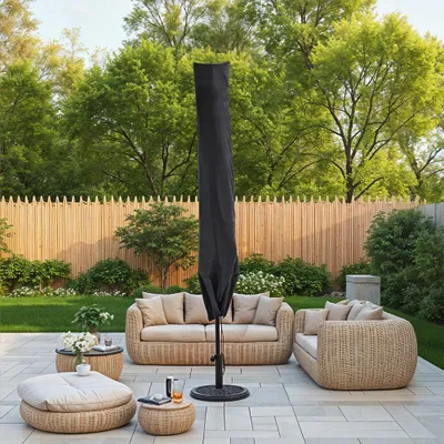 Produktbild von Livingandhome Sonnenschirm Schutzhülle Wasserdicht Abdeckung ca. 30 x 50 x 190 cm, mit Reißverschluss, Schwarz