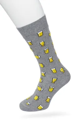 Produktbild von Bonnie Doon Herrensocken mit Bierglas-Print, Größe 40/46, Grau – Motivsocken – Bier – Geschenksocken – Weiche Baumwolle mit glatter Zehennaht – Bequem – Perfektes Geschenk – Mittelgrau meliert – BT992128.112