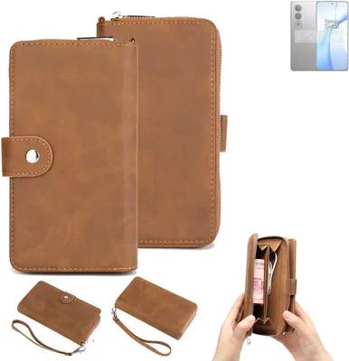 Produktbild von K-S-Trade Handyhülle Schutzhülle kompatibel mit OnePlus Nord CE4 & Portemonnee Tasche Handytasche Case Etui Geldbörse Wallet braun (1x)