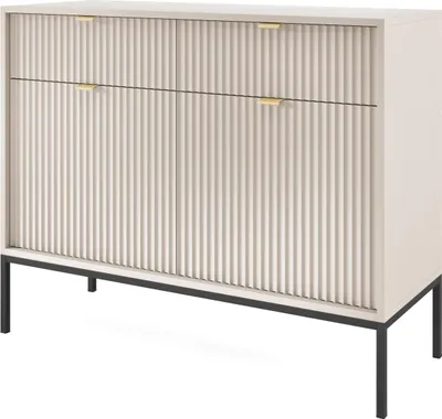 Produktbild von Masseno Kommode STELLARE 104 cm Sideboard mit 2 Schubladen und 2 Türen für Wohnzimmer Schlafzimmer Modern 104x39x83 cm Kaschmir / Kaschmir