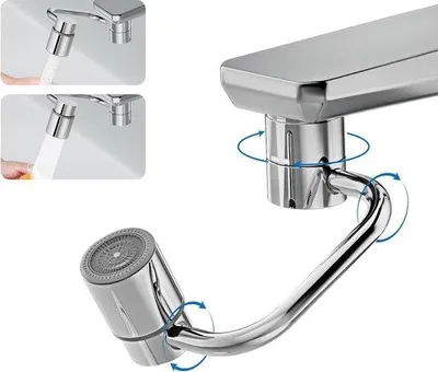 Produktbild von 1440°-Drehbare Wasserhähne-Erweiterung, multifunktionale Erweiterung, drehbares Wasserhähne-Set, Perlator, drehbare Wasserhähne-Anschluss, 2 Modi für Bad und Küche