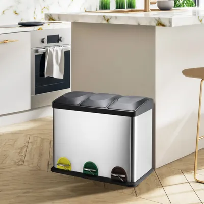 Obrázek produktu pro papír na recyklaci 3x20 l šedý 60,5x34x60,5 cm nerezová ocel