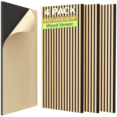 Image de Panneaux muraux acoustiques en bois plaqué, lot de 4, dimensions : 120 x 60 x 1,9 cm