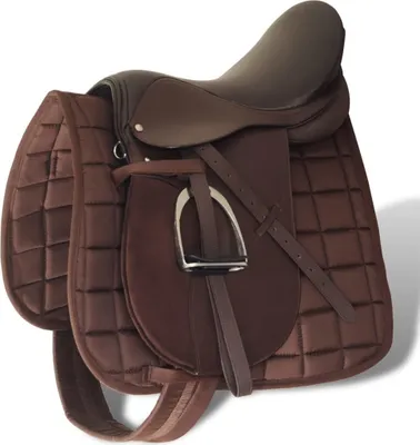 Produktbild von Pferdereiten Sattelset 17,5" echtes Leder braun 18 cm 5-in-1
