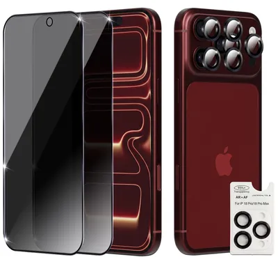 Produktbild von 2-Pack iPhone 18 Pro Privacy Displayschutzfolie Privacy & 2-Pack Kameraschutz - Gehärtetes Glas 9H - Super Qualität 3D