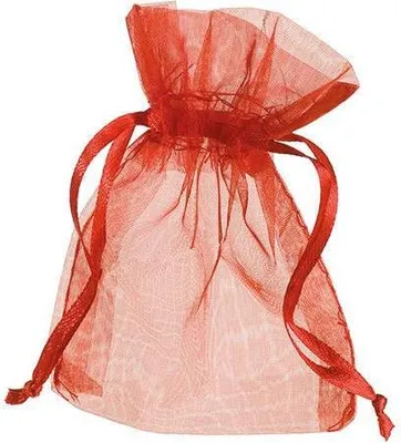 Produktbild von 12 Stück rote Organza Beutel 7,5 x 10 cm für Geschenke und Bastelprojekte