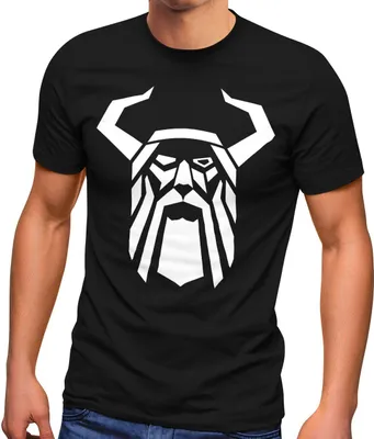 Produktbild von Herren T-Shirt Odin Helm Krieger Valhalla Fashion Streetstyle Neverless®  schwarz S