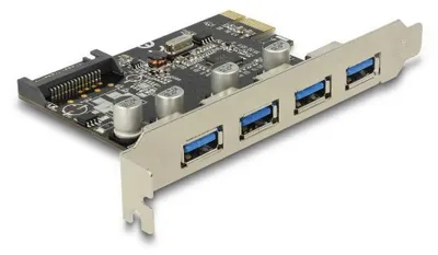 Produktbild von DeLOCK 89297, PCIe, USB 3.2 Gen 1 (3.1 Gen 1), Schwarz, Silber, PC, Windows 7 Home Premium, Windows 7 Home Premium x64, Windows 7 Professional, Windows 7 Professional..., 480 Mbit/s