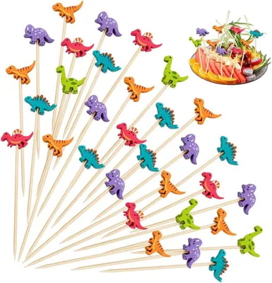 Productafbeelding van Cocktailspiesjes dinosaurus - HMCEY spiesen voor snacks fingerfood 13 cm