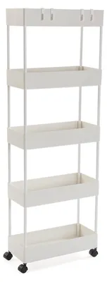 Immagine prodotto di Mobiletti da bagno, 116x18x40 cm, 5 ripiani, bianco, in ABS e plastica, per bagno