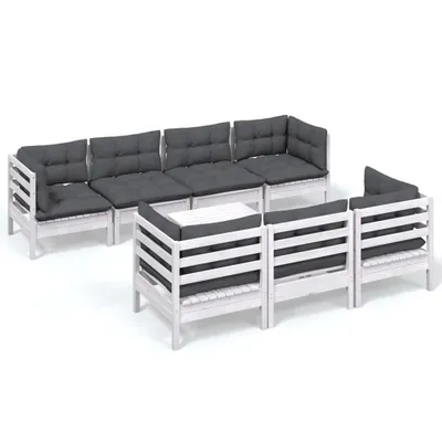 Produktbild von 8-tlg. Garten-Lounge-Set mit Kissen Kiefer Massivholz