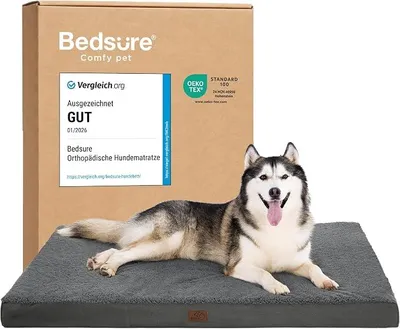 Imagen del producto de Cama ortopédica para perros Silecomplaza, ideal para perros grandes, lavable, de 135x91 cm, color gris oscuro