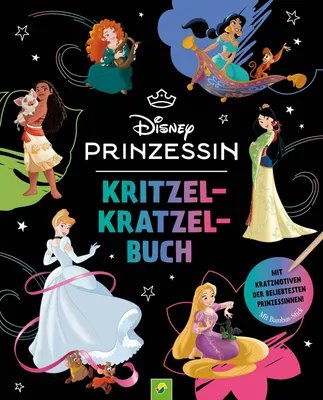 Produktbild von Disney Prinzessin Kritzel-Kratzel-Buch: 17 wunderschöne Kratzmotive. Mit praktischem Bambus-Stick. Für Kinder ab 5 Jahren.