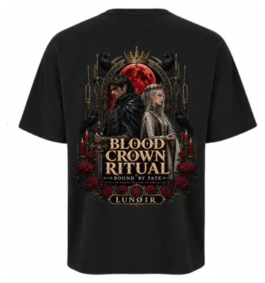 Produktbild von Damen Oversize T-Shirt Schwarz L – Bedrucktes Shirt mit Königs Motiv aus Baumwolle – LUNØIR ©