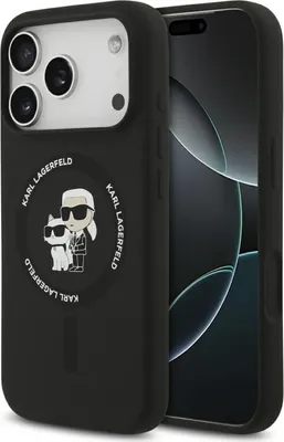 Zdjęcie produktu dla Etui Karl Lagerfeld Silicone Karl&Choupette Ring Magsafe Do Iphone 17 Pro - Czarne
