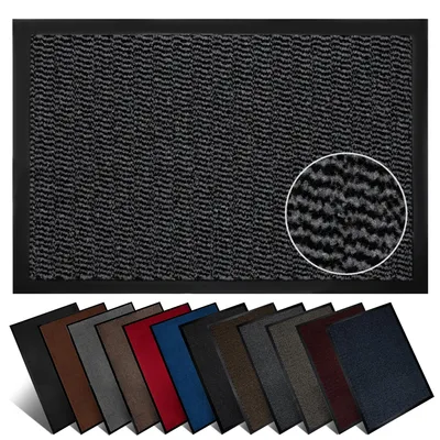 Produktbild von Furni24 Fußmatte Schmutzfangmatte 40 x 60 cm Grau/Schwarz – Rutschfeste Waschbare Türmatte für Innen- & Außenbereich