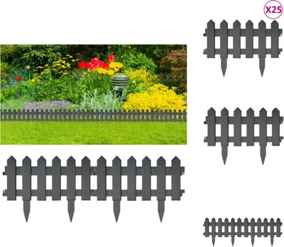 Image de vidaXL Bordures de pelouse, 25 pièces, anthracite, 10 m, PP -  Bordures de parterres