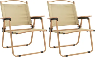 Produktbild von vidaXL Campingstühle 2 Stk. Beige 54x55x78 cm Oxford-Gewebe
