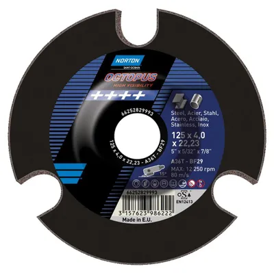 Zdjęcie produktu dla Tarcza do szlifowania metalu Norton Octopus 125x4 mm P60 1 szt.