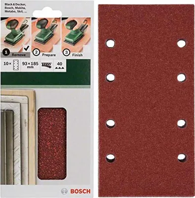 Produktbild von Bosch Schleifblatt Klett 10 Stück, 93 x 185 mm, Körnung 40 für Schwingschleifer