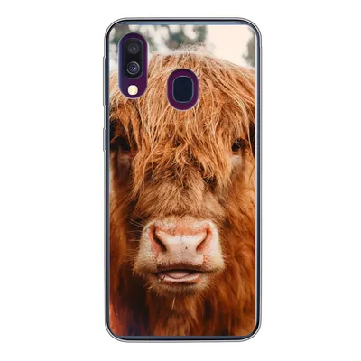 Produktbild von MuchoWow® Handyhülle Schutzhülle Hülle für Samsung Galaxy A40 Kuh - Schottischer Hochländer - Hörner - Braun - Landschaft Silikon Softcase Handy Hülle - Handy-Tasche