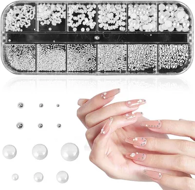 Nail Art Strass Set - Weiße Perlen und Dekorationen für Nägel