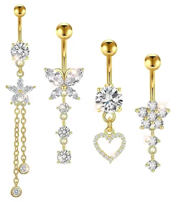 Productafbeelding van Set van 4 Gouden Navelpiercings voor Vrouwen, Elegante Body Sieraden