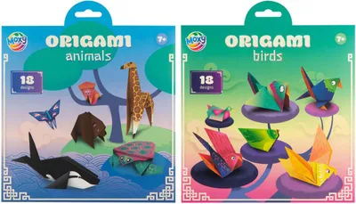 Image de Origami, format 19,5 x 19,5 cm - 12 feuilles avec 18 motifs différents