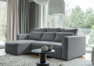 Image de MIUFORM Homely Tommy - Canapé d'angle avec fonction lit et coffre de rangement Canapé avec chaise longue réversible - 247x168cm - Gris - Canapé-lit Canapé
