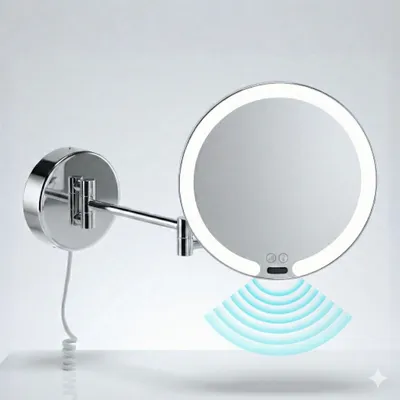 LED-Wandspiegel 7x Vergrößerung Ø 18 cm, dimmbar, Chrom