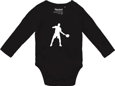 Produktbild von Huuraa Baby Body Tennis Silhouette 80 Black  Baumwolle Fairtrade Langarmbody Geschenkidee