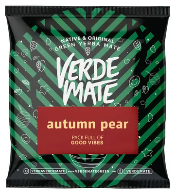 Produktbild von Verde Mate - Mate Tee Autumn Pear Probe 50g - Dicke Blätter 5mm - Milder Geschmack, Luftgetrocknet - Mit Birne & Ringelblume
