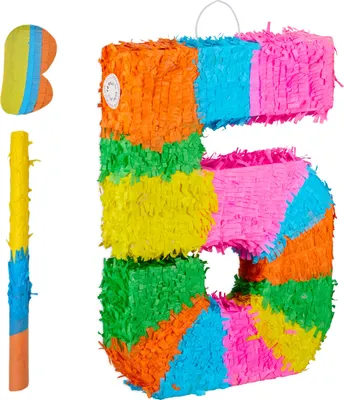 Image de Relaxdays Piñata n° 5, piñata arc-en-ciel pour anniversaire, dimensions : 50,5 x 35,5 x 7,5 cm, piñata de fête pour enfants, à remplir, multicolore
