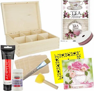 Produktbild von Decoupage-Starterset mit Teedose
