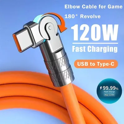 Produktbild von 5 Stück 120 W 7 A Schnellladekabel USB C zu Typ C, 180° drehbares Flüssigsilikonkabel für iPhone, Xiaomi, Redmi, Honor, Ladegerät, 1,5 m