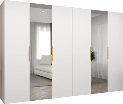 Produktbild von MEBLE KRYSPOL, Kleiderschrank, Schrank 300 cmx202x52, Weiß, Gold