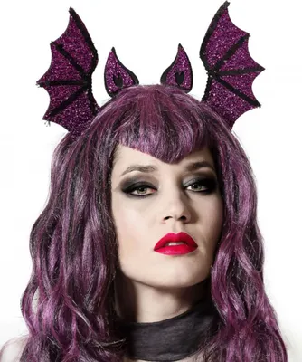 Produktbild von Glitzernder Fledermaus-Haarreif für Erwachsene Halloween-Accessoire violett 29 x