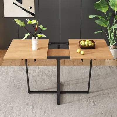 Produktbild von Flieks Esstisch Küchentisch Ausziehbar, Rechteckig Esstisch Esszimmertisch mit Metallbeinen, Arbeitstisch Stehtisch Erweiterbar, 110-140x80x75cm