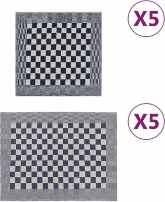 Obrázek produktu pro Kuchyňské utěrky 10 ks modré a bílé bavlna