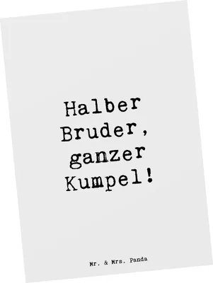 Produktbild von Mr. & Mrs. Panda Postkarte Spruch Halbbruder Kumpel - Weiß - Geschenk, persönliche Erinnerungen, Freund, Grußkarte, Verbundenheit, Humor, Familienmitglieder, Familie