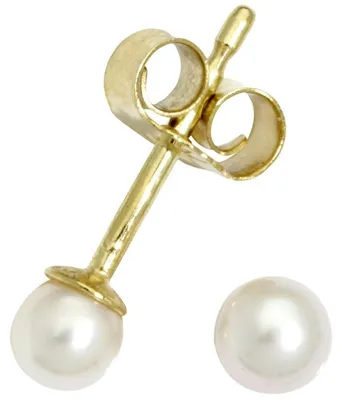 Image de Miamar ZP4, boucles d'oreilles pour femmes, en or jaune 14 carats (585), avec perle blanche