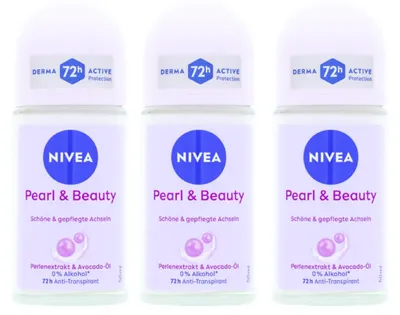 Produktbild von 3 x NIVEA Pearl & Beauty Deo Roll On Antitranspirant je 50 ml Blumig